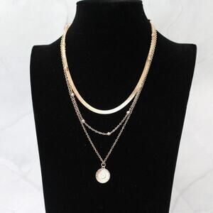 New Gold Plated Silver 925 Triple Stand Necklace N95